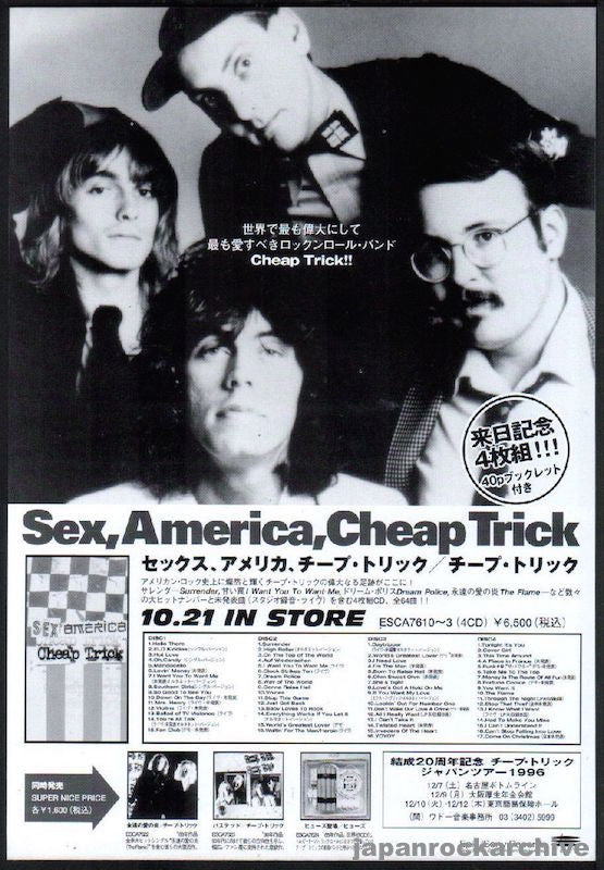 Cheap Trick 1996 12 Sex, America, Cheap Trick Japan box set   tour promo ad Hot on Sale