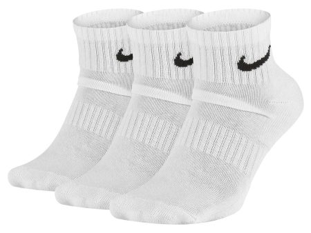 NIKE EVERYDAY CUSHION 3 PACK SOCKS - WHITE Discount