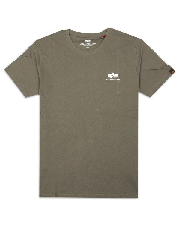 T-Shirt Alpha Industries Basic Small Logo Verde For Cheap