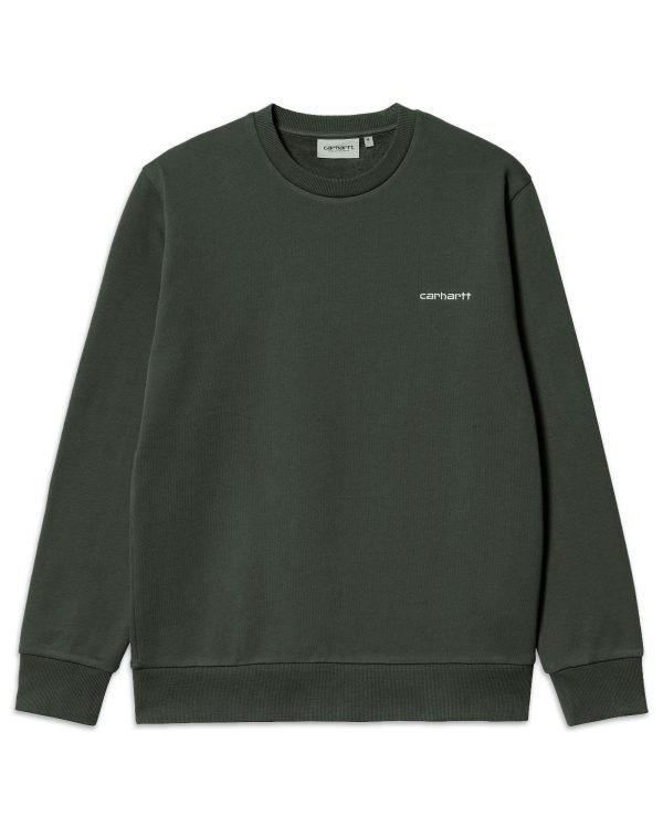 Felpa Carhartt Wip Script Embroidery Sweatshirt Boxwood White on Sale