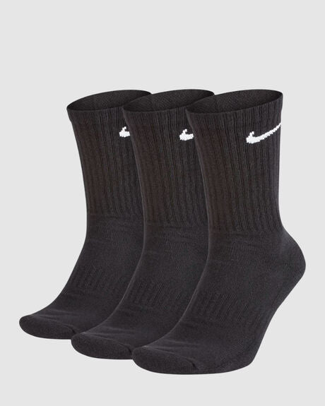 NIKE EVERYDAY COTTON CUSHIONED CREW SOCKS ( 3 PACK) - BLACK WHITE Supply