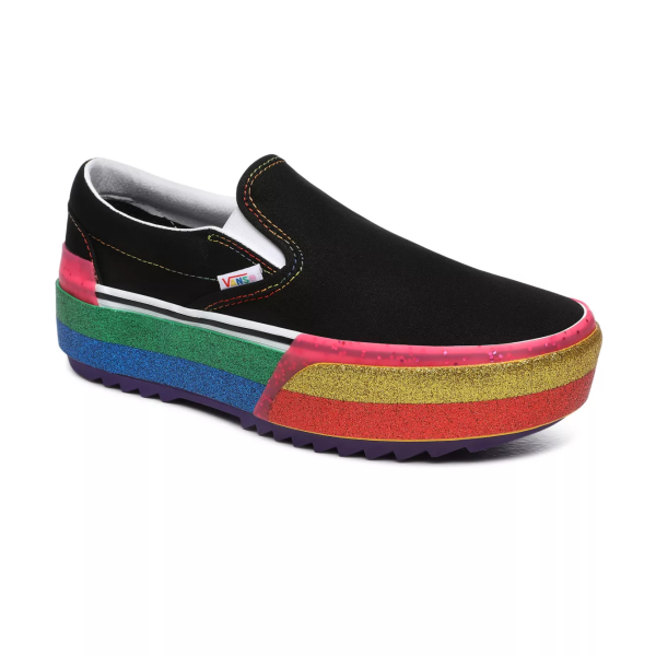 VANS CLASSIC SLIP ON S - (GLITTER) BLACK RAINBOW Supply