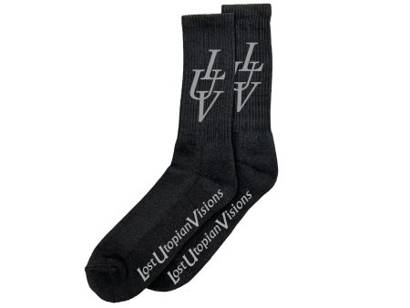 Lost Utopian Visions LUV Paris Socks - Black   Grey For Sale