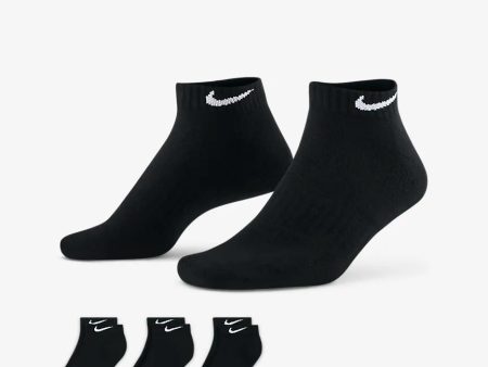 NIKE EVERYDAY COTTON CUSHIONED SOCKS (3 PACK) - BLACK Online now