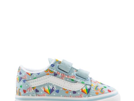 VANS INFANT OLD SKOOL V - (RAINBOW VANS) WINTER SKY TRUE WHITE Sale