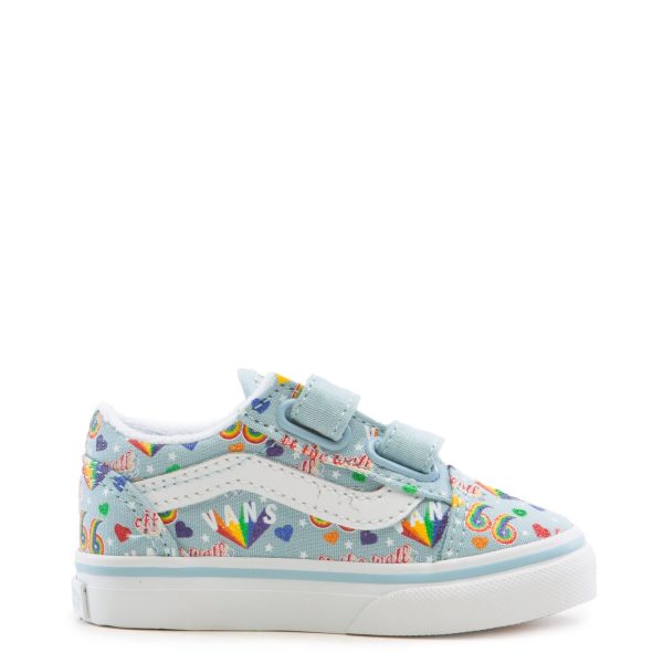 VANS INFANT OLD SKOOL V - (RAINBOW VANS) WINTER SKY TRUE WHITE Sale