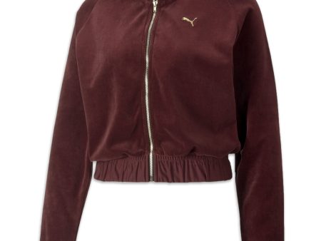 Felpa Donna PumaDeco Glam Velour Full Zip Aubergine For Cheap