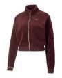 Felpa Donna PumaDeco Glam Velour Full Zip Aubergine For Cheap