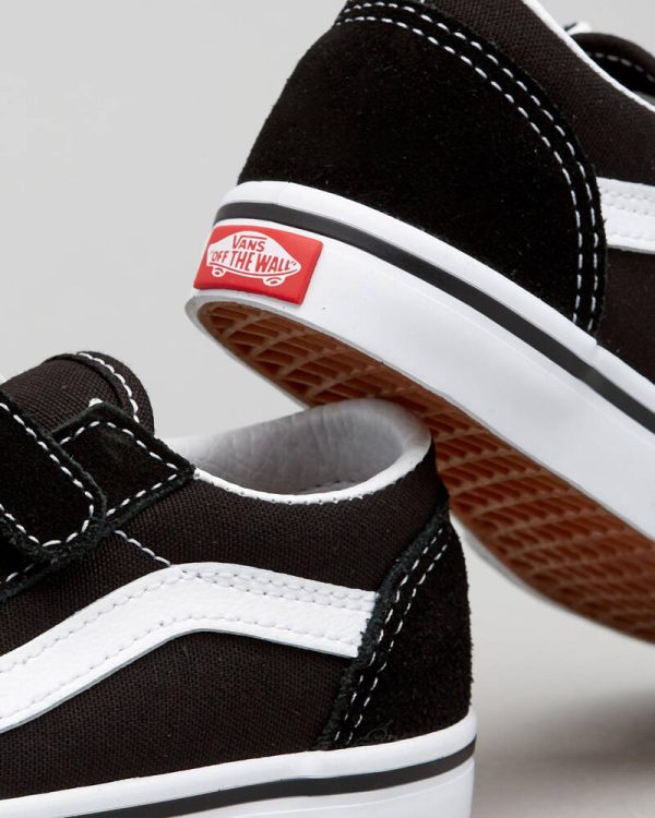 VANS YOUTH OLD SKOOL V - BLACK WHITE For Cheap