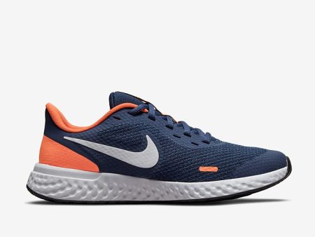 NIKE YOUTH REVOLUTION 5 (GS) - MIDNIGHT NAVY WHITE-ORANGE Sale