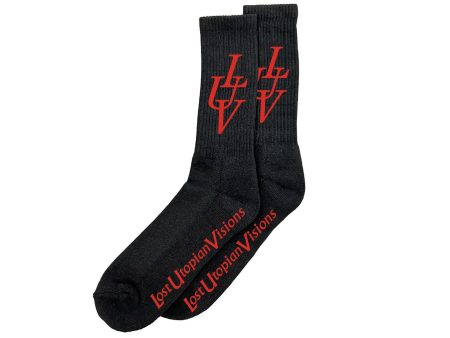 Lost Utopian Visions LUV Paris Socks - Black   Red Cheap