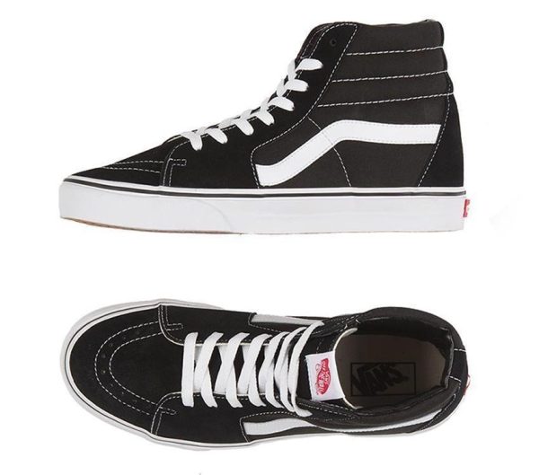 VANS SK8-HI - BLACK WHITE For Sale