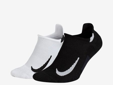 NIKE MULTIPLIER NO SHOW SOCKS (2 PACK) - WHITE BLACK Cheap