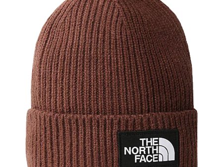 The Noth Face Logo Box Cuffed Beanie Dark Oak Online now