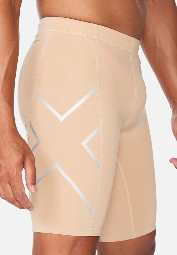 2XU Core Compression Shorts Mens Beige Silver Online Hot Sale