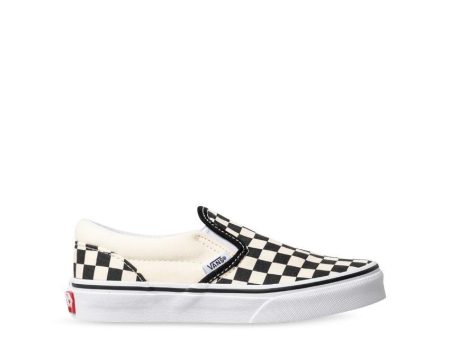 VANS KIDS CLASSIC SLIP ON - (CHECKERBOARD) BLACK WHITE Discount