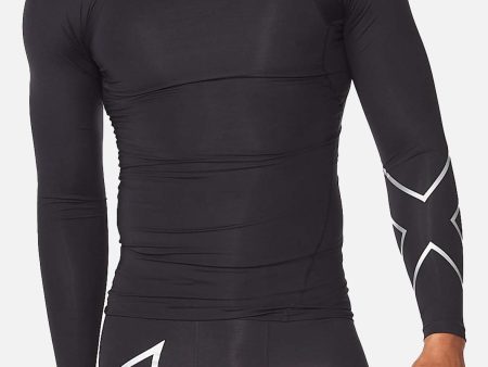 2XU  Core Compression L S Top Mens Black Silver Sale